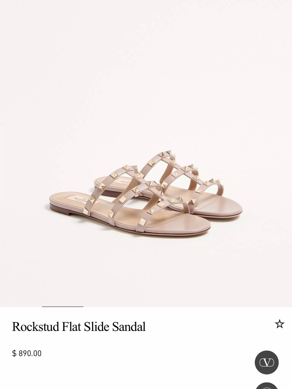 Valentino Rockstud Triple-Strap Slide Sandal